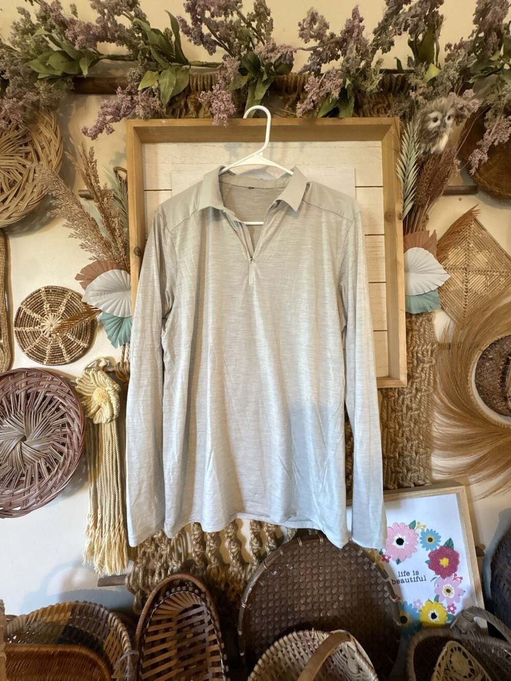 Veilance Frame LS Polo Gray Long Sleeve Shirt